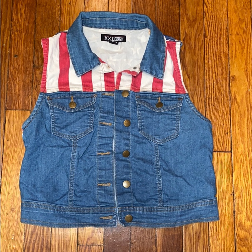Forever 21 Jean jacket American flag